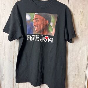 Ripple Junction Crew Neck Short Sleeve Black Poetic Justice Graphic T-Shirt Sz L